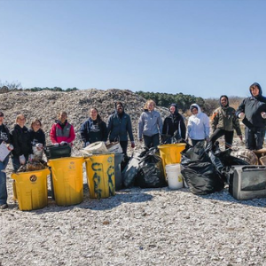 Oyster shell pile clean-up event