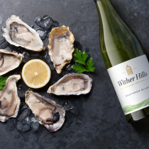 6 freshly shucked oysters with a bottle of Wither Hills Sauvignon Blanc