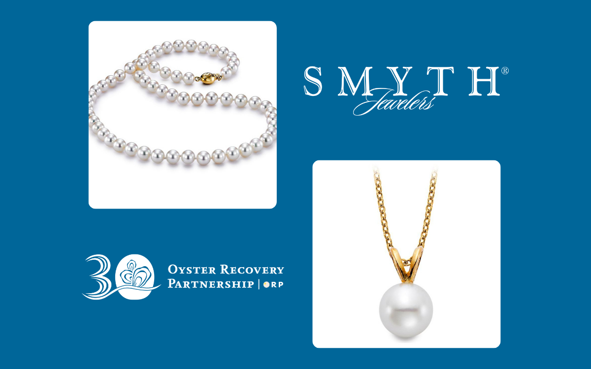 Pearl necklace with ORP and Smyth logo